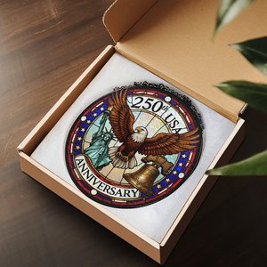 250th Usa Anniversary Stained Glass Suncatcher Window <b>Hanging</b> Art Pendant - Product Image 3