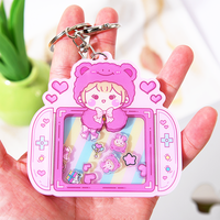 Breloques shaker en acrylique personnalisées imprimées sur mesure, porte-clés shaker en acrylique transparent mignons et personnalisés