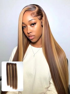 # P4/27 Balayage Brun Cheveux Humains Brésiliens Remy Bundles Body Wave & Lisses 100% Cheveux Humains Tissages Renforcés Double Trame <span class=keywords><strong>Alipearl</strong></span> - Product Image 6