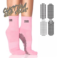 Muestra Gratuita, MOQ Bajo, Calcetines de Pilates de Punto Premium para Interiores, Calcetines de Yoga de Algodón Antideslizantes Personalizados para Mujer