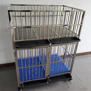 Çift katmanlı özelleştirilebilir katlanabilir kafes köpek tekerlekler ile ev gibi paslanmaz çelik köpek kulübesi kafesleri metal xxl - Product Image 1