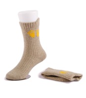 Chaussettes en cachemire pour bébé avec logo personnalisé, chaussettes en laine thermique chaudes pour enfants, chaussettes mi-hautes pour garçons et filles avec soutien de la cheville