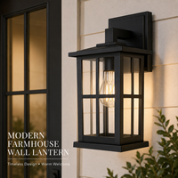 Lanterne murale extérieure en aluminium noir mat avec diffuseur en polycarbonate, angle de faisceau 360°, CRI 95 élevé, garantie 2 ans pour jardin et façade