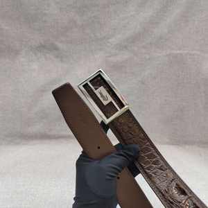 Ceinture homme en cuir de crocodile véritable 100% de la marque Man, boucle en acier, largeur 3,8 cm, longueur 105-125 cm, légère et durable - Product Image 2