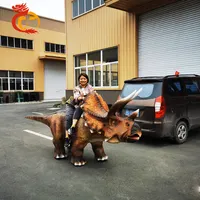 New 3d Animatronic Park Walking Triceratops Ride Dinosaur for Park