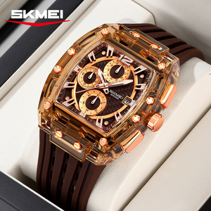 Nouvelle montre de marque tendance, fabrication OEM, logo personnalisé, étanche 5 ATM, six aiguilles, style sport, bracelet en silicone, quartz, pour hommes - Product Image 3