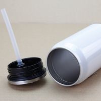 Vente en gros de bouteilles vierges de sublimation personnalisées 12oz 17 oz pour bricolage bouteille d'eau sous vide avec couvercle rabattable et paille