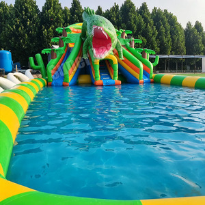 Parc aquatique gonflable commercial Crocodile avec toboggan et piscine, parc aquatique gonflable mobile et portable pour adultes, idéal pour la cour arrière et les centres de villégiature - Product Image 1