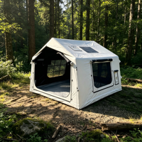 Tente de camping gonflable 8m, double porte, version AB, double petite lucarne, couleur blanc clair, imperméable quatre saisons