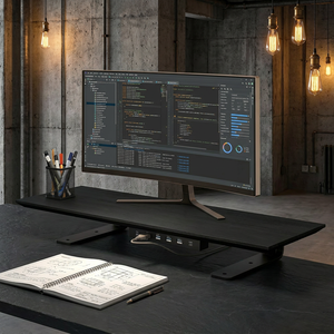 700mm Extra Wide Wood Monitor <strong>Riser</strong> 1-Tier Desk Stand, Under-Desk <strong>Keyboard</strong> Storage with Fast Charge &amp; Extension - Product Image 2