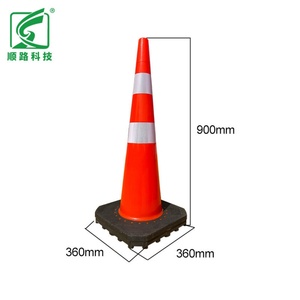 Cônes de signalisation pliables en PVC rouge et noir de 36 pouces, haute visibilité, avec lumière LED réfléchissante prismatique haute intensité - Product Image 5