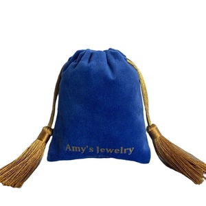 Sac en velours brodé avec logo personnalisé, pochette à cordon pour emballage de bijoux haut de gamme, montres, sac cadeau pour marque - Product Image 1