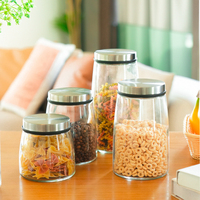 Bocaux de conservation alimentaire en verre grande capacité avec couvercle en acier inoxydable hermétique pour céréales et pâtes, pour la cuisine et le garde-manger