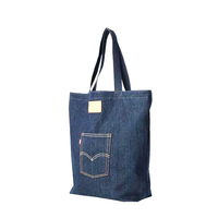 Jeans de sac en denim bleu profond personnalisés pour les jeunes dernière conception très à la mode fermeture à boucle à poignée automatique en PP tissé