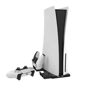 Dudukan Vertikal untuk PS5 untuk Playstation 5 dengan Pengontrol DualSense Stasiun Pengisi Daya 2 Port Hub