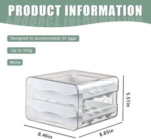 Organisateur d'œufs rotatif 6 compartiments en plastique durable, écologique et étanche pour réfrigérateur - Product Image 2