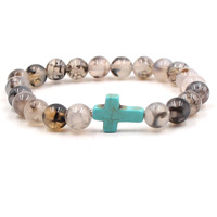 Buitenlandse handel best verkochte zwarte drakenaderstenen kruis elastische kralenarmband kralenarmband cadeau unisex