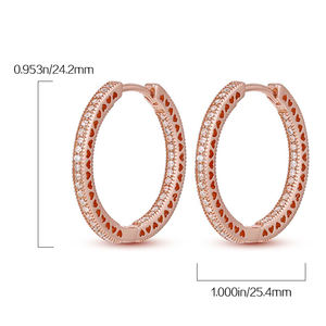 Boucles d'oreilles pour femmes avec logo <span class=keywords><strong>original</strong></span> <span class=keywords><strong>de</strong></span> haute qualité Grand cerceau en or rose avec diamant pour fête d'anniversaire Cadeau <span class=keywords><strong>de</strong></span> mode Boucles d'oreilles - Product Image 4