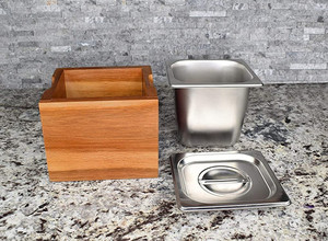Comptoir de cuisine boîte compostable insert en acier inoxydable antirouille stockage de fast food petit bac à compost en <span class=keywords><strong>bois</strong></span> d'acacia de qualité supérieure - Product Image 6