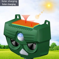 Nouveau répulsif solaire pour animaux en plastique avec alarme 129 dB, lumière stroboscopique et technologie ultrasonique pour oiseaux et rats