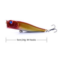 HENGJIA Vente en gros, promotion exceptionnelle 9CM-14G-4 #   Leurre de pêche flottant en plastique dur, boule sonore, hochet pour attirer les poissons de rivière et de mer