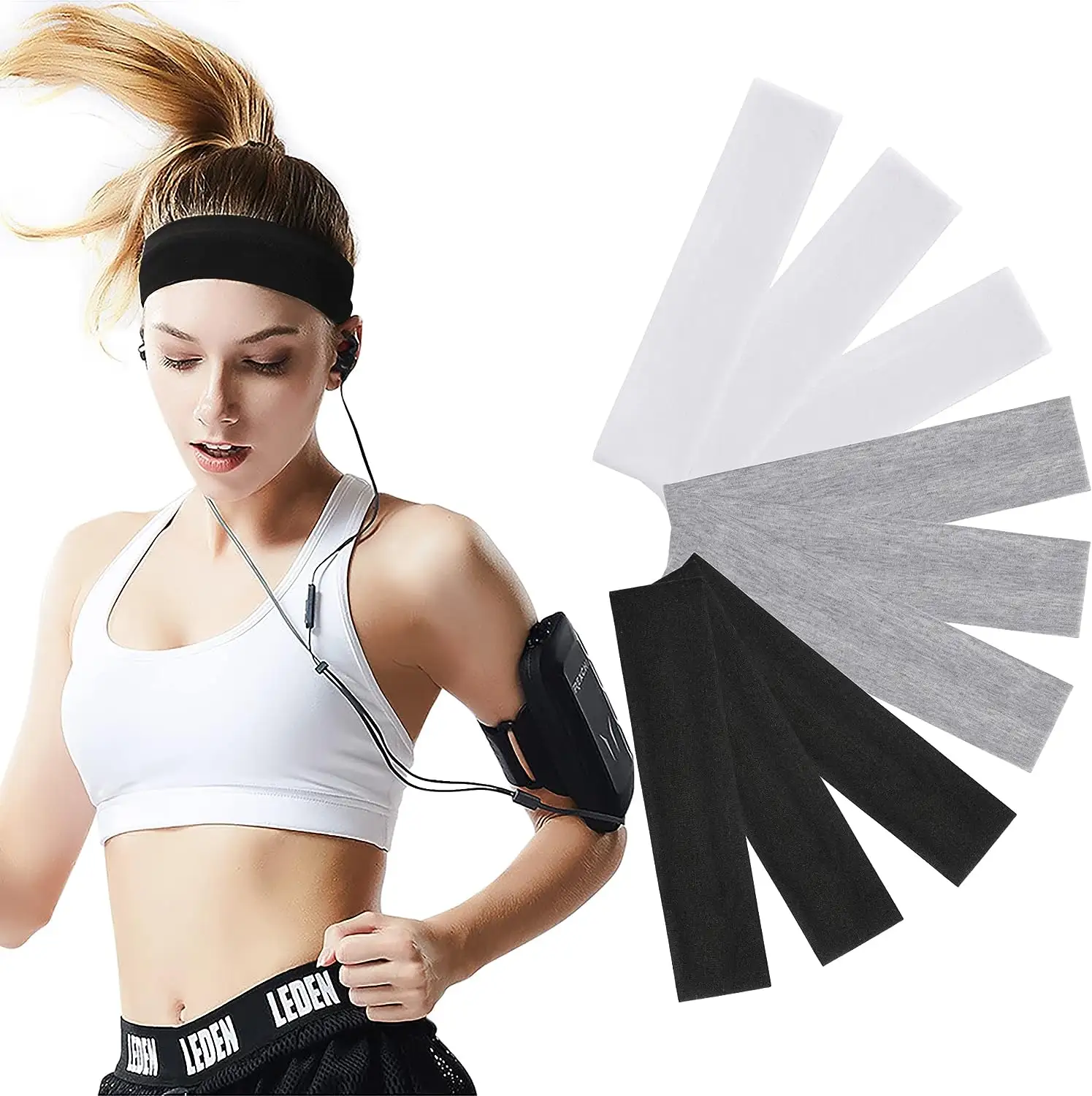 Atacado 6CM Wide Cotton Headbands Suor Suave Wicking Stretchy Headband para Mulheres Homens Sports Yoga Running