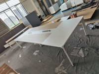 Table de réunion longue moderne pour bureau commercial, modulaire, avec plateau en triamine, pieds en métal, grande table de conférence