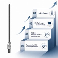 Sonde à pointe plate en carbure de tungstène SD2.0X40mm, filetage M2.5, pièce de rechange pour stylet de mesure d'indicateur de précision pour micromètre