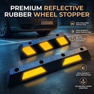Premium Reflective <b>Rubber</b> Wheel Stopper Heavy-Duty Parking Curb <b>Block</b> Anti-Collision Garage Driveway Parking Lot Commercial Use - Product Image 1