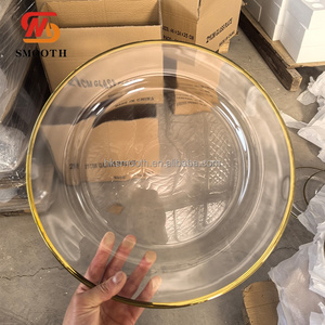 SMOOTH 13 Inch clear Wedding Gold Glass <b>Plates</b> Wholesale Wedding Charger <b>Plates</b> Dinnerware Set for Event Dinner table <b>Decoration</b> - Product Image 4