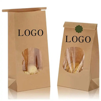 Emballage alimentaire personnalisé à emporter, sac en papier kraft brun à fond carré avec fermeture à lien métallique, refermable, pour café en grains, avec fenêtre