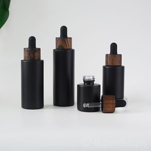 Frascos cuentagotas de vidrio ámbar de hombro plano de 20ml-100ml de alta calidad, juego de suero de aceite esencial, Frascos cuentagotas con tapa de madera de bambú - Product Image 6