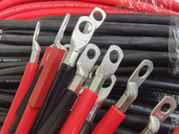 Câbles d'onduleur de batterie en cuivre pur rouge + noir de jauge 4 AWG Solar, RV, Car, Boat 1 Feet 3/8 in Lugs
