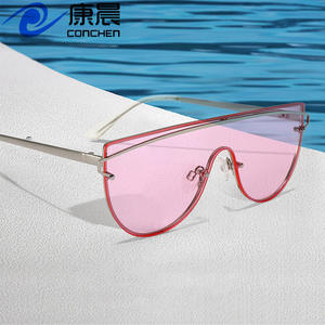 Lunettes de soleil Conchen Fashion en métal, verres roses UV400, unisexe, grande monture, protection solaire, pour voyage et performance scénique - Product Image 1