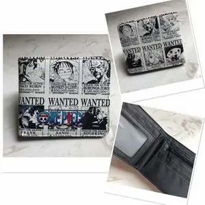 Anime Wallet One Piece Zoro Luffy Chopper Pirate Skull Head Comics Cartoon Wallets with Coin Pocket For Men Women