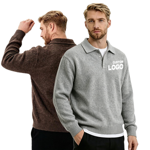 Pull personnalisé en <span class=keywords><strong>laine</strong></span>/polyester respirant pour homme, style Old Money, épais, avec logo frontal, idéal pour l'été - Product Image 1