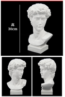 Statue de tête grecque abstraite d'intérieur Décoration intérieure Sculpture d'art en résine Statue de buste de David 30cm Ssatue Ultra-white Figure Décoration