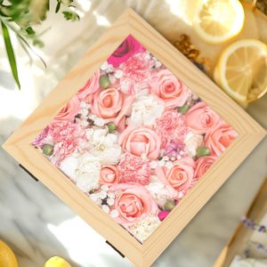 Wooden Jewelry <b>Box</b> With Mirror Rectangular <b>Pine</b> Wood Natural Color Storage <b>Box</b> For Necklace Bracelet 17.8x17.8x7.1cm - Product Image 2