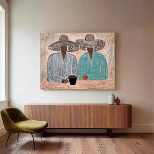 Opere <span class=keywords><strong>d</strong></span>'<span class=keywords><strong>Arte</strong></span> Realistiche con Doppio Ritratto, Dipinti a Olio Minimalisti Ecologici su Tela per Decorazione <span class=keywords><strong>d</strong></span>'Interni di B&C Art - Product Image 1