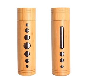 Bouteille en verre ronde personnalisée CW B500 de 550 ml avec bouchon à vis en bois de bambou, impression sérigraphique pour jus et boissons - Product Image 1