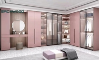 Armoire intégrée de luxe en bois massif coiffeuse combinaison armoire pour chambre à coucher-Design moderne vêtements de grande capacité