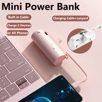 Mini batterie externe portable 5000 mAh pour iPhone Samsung Huawei OPPO Xiaomi avec câble – Chargeur externe compact