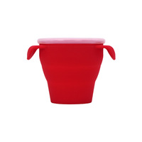 Bol à collation pliable en silicone, tasse à collation portable pour enfants avec sangle de transport, récipient léger pour aliments pour bébés