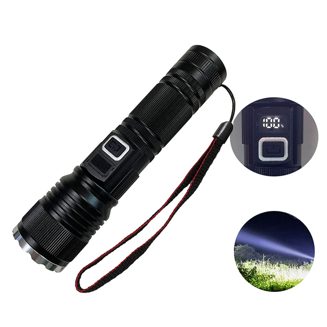 20W High-Power White Laser LED Flashlight: Ultra-Long-Range USB Zoom Flashlight, Rechargeable, with 26650 Battery, Waterproof