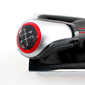 Pommeau de levier de vitesse en cuir avec ligne rouge, 5 ou 6 vitesses, ergonomique, pour Volkswagen Passat B6, transmission manuelle - Product Image 2
