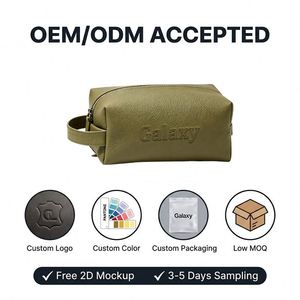 Sac de maquillage personnalisé luxueux, imperméable, portable, pour hommes et femmes, en cuir PU, avec fermeture éclair, boîte de rangement - Ensemble de voyage - Product Image 2
