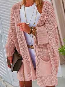 Nuovo <span class=keywords><strong>Cardigan</strong></span> da Donna 2026 in Maglia Tinta Unita, Oversize, Lunghezza Media con Tasche, Traspirante, Casual e Versatile - Product Image 1