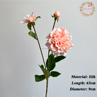 Fleur artificielle en soie pivoine bordeaux à 3 têtes pour la décoration de mariages, de fêtes de famille et du Nouvel An - Vente en gros