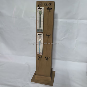 Support de présentation rotatif <span class=keywords><strong>en</strong></span> <span class=keywords><strong>bois</strong></span> massif à 4 côtés, 3 niveaux, avec 24 crochets amovibles pour la vente au détail, les salons professionnels, les vitrines - Product Image 3