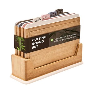 Set di taglieri di bambù naturale con supporto in legno da cucina tagliere per un taglio efficace della cucina - Product Image 5